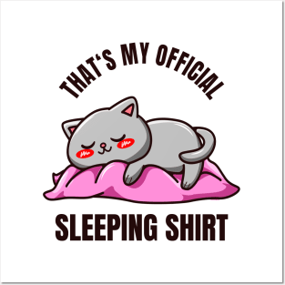 Sleeping Shirt Cute Cat Sleep Outfit Posters and Art